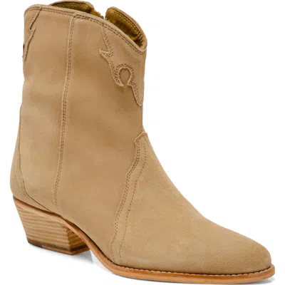 Free People New Frontier Western Bootie In Oyster Suede