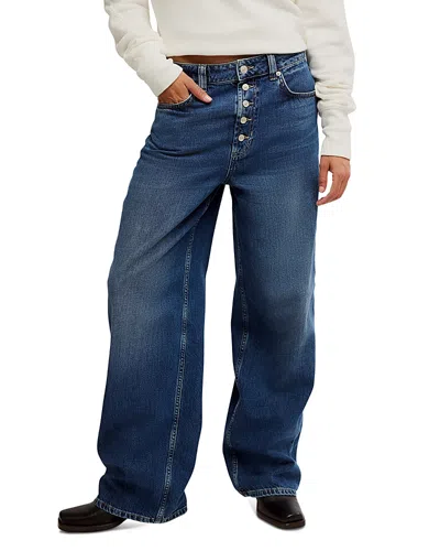 Free People Nia Boyfriend High Rise Jeans In In Too Deep In Blue