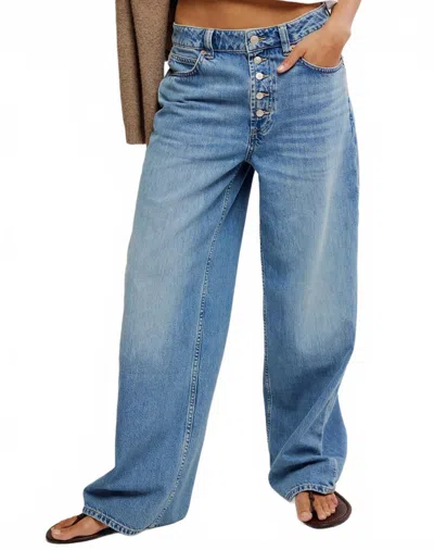 Free People Nia Boyfriend High Rise Jeans In Friday In Blue