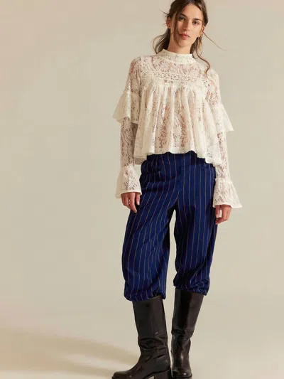 Free People Nice Choice Pull On Pant In Navy Combo - Pinstripe In Blue