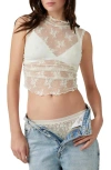 Free People Nice Try Sheer Lace Tank In Evening Creme