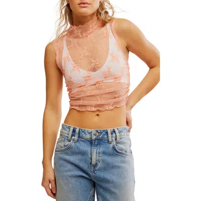 Free People Nice Try Sheer Lace Tank In Green