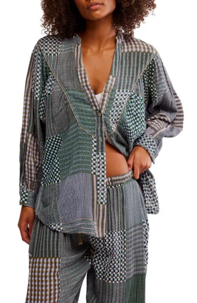 FREE PEOPLE FREE PEOPLE NIGHT AFTER NIGHT COTTON BUTTON-UP PAJAMA SHIRT