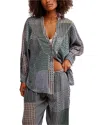 Free People Night After Night Pajama Shirt In Gray
