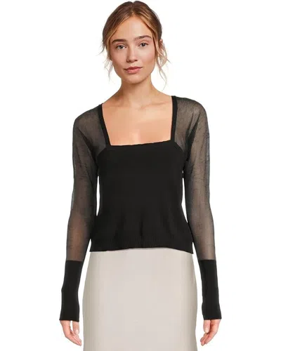 Free People Night After Night Mesh Trim Top In Black
