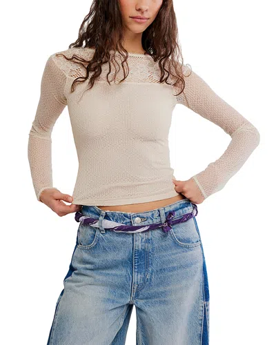 Free People Night Mode Layering Long Sleeve Mesh Top In Neutral