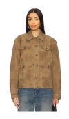 Free People Night Ranch Faux Leather Jacket In Brown