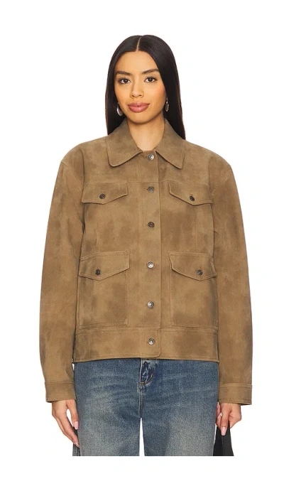 Free People Night Ranch Faux Leather Jacket In Antique Bronze