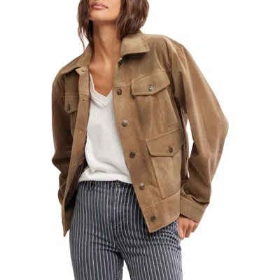 FREE PEOPLE FREE PEOPLE NIGHT RANCH FAUX SUEDE TRUCKER JACKET