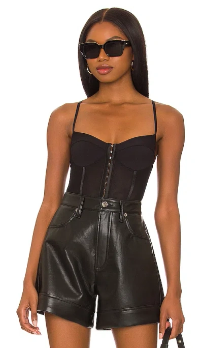 Free People Night Rhythm Corset Bodysuit In Black