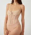 FREE PEOPLE NIGHT RHYTHM CORSET BODYSUIT IN NUDE