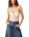 Free People Night Rhythm Lace Bodysuit In Pink Shell In Multi