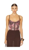 Free People Intimately Fp Floral Mesh Bodysuit In Shaved Chocolate Combo
