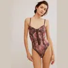 Free People Intimately Fp Floral Mesh Bodysuit In Black