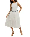 Free People Nightingale Solid Midi Dress Tea Navy Combo In White