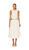 Free People Nightingale Solid Midi Dress Tea Navy Combo In White