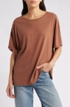 Free People Nina Crewneck Cotton T-shirt In Tortiose Shell