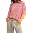 Free People Nina Stripe Layered Long Sleeve Cotton T-shirt In Multi
