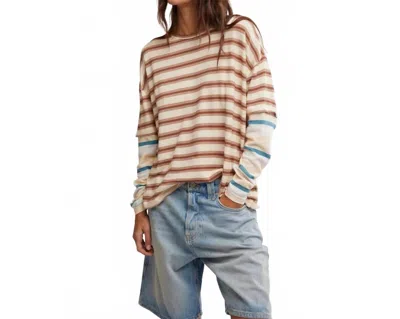Free People Nina Stripe Long Sleeve In Neutral Combo In Brown