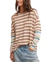 Free People Nina Stripe Layered Long Sleeve Cotton T-shirt In Neutral Combo