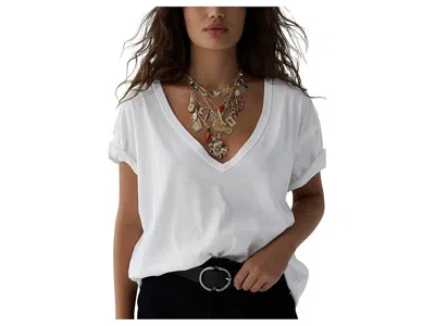 Free People Nina V-neck Cotton T-shirt In White