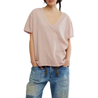 Free People Nina V-neck Cotton T-shirt In Neutral