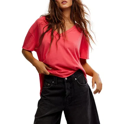 Free People Nina V-neck Cotton T-shirt In Pink