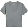 Free People Nina V-neck Cotton T-shirt In Gray