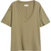 Free People Nina V-neck Cotton T-shirt In Green