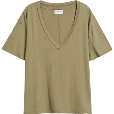 Free People Nina V-neck Cotton T-shirt In Green