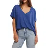 Free People Nina V-neck Cotton T-shirt In Indigo Pura