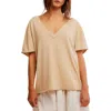 Free People Nina V-neck Cotton T-shirt In Oat Latte