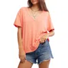 Free People Nina V-neck Cotton T-shirt In Thriving Coral