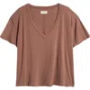 Free People Nina V-neck Cotton T-shirt In Umber Earth