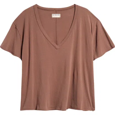 Free People Nina V-neck Cotton T-shirt In Umber Earth