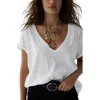 Free People Nina V-neck Cotton T-shirt In White