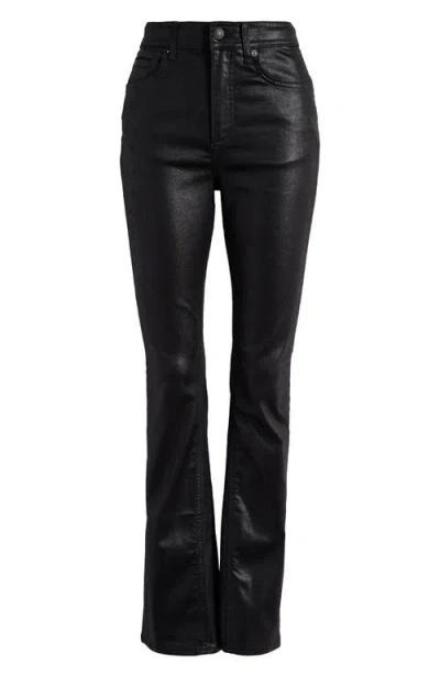 Free People Nocturne Coated High Waist Bootcut Jeans In Ethereal Black