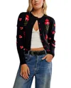Free People Nonna Floral Jacquard Cotton Cardigan In Blue