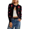 Free People Nonna Floral Jacquard Cotton Cardigan In Black