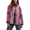 Free People Nordic Chill Shirt Jacket In Painted Hills - Berry