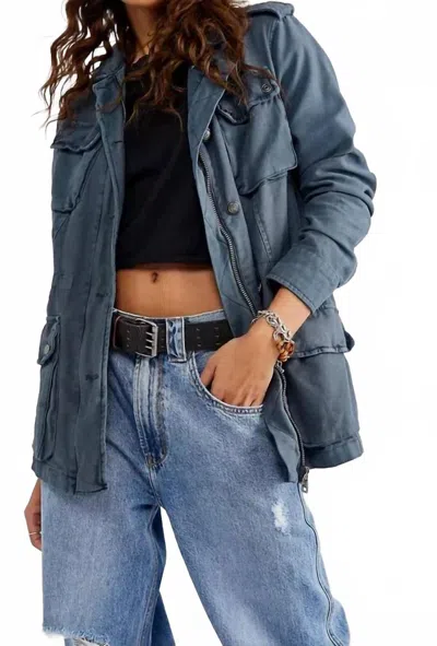 Free People Not My Brothers Surplus Jacket In Deep Sea In Blue