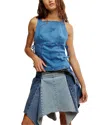 Free People Not My Fault Denim Corset Tank In Blue