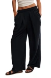 Free People Nothin To Say Pleat Trousers In Black