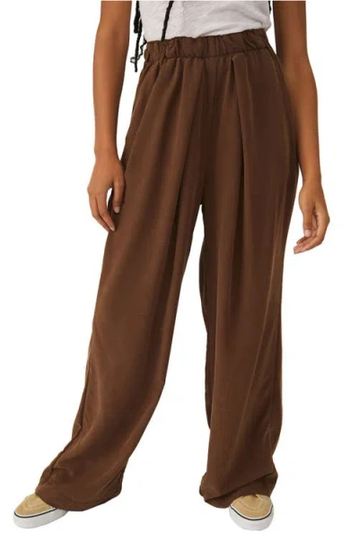 Free People Nothin' To Say Wide Leg Pants In Brownstone