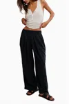 Free People Nothin' To Say Wide Leg Pants In Black In Black