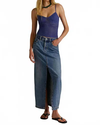 Free People Nothing Better Denim Maxi Skirt In Blue