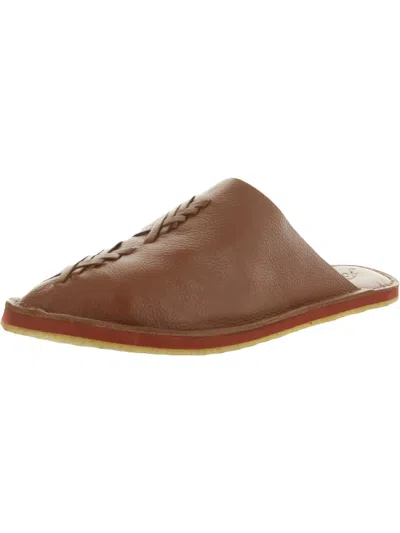 Free People Nova Flat Womens Leather Slip On Mules In Brown
