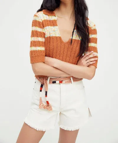 Free People Now And Then Henley Top In Cinnamon Combo In Multi