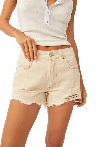 FREE PEOPLE NOW OR NEVER DENIM SHORT IN ECRU