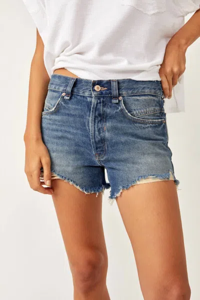 Free People Now Or Never Denim Short In Blue